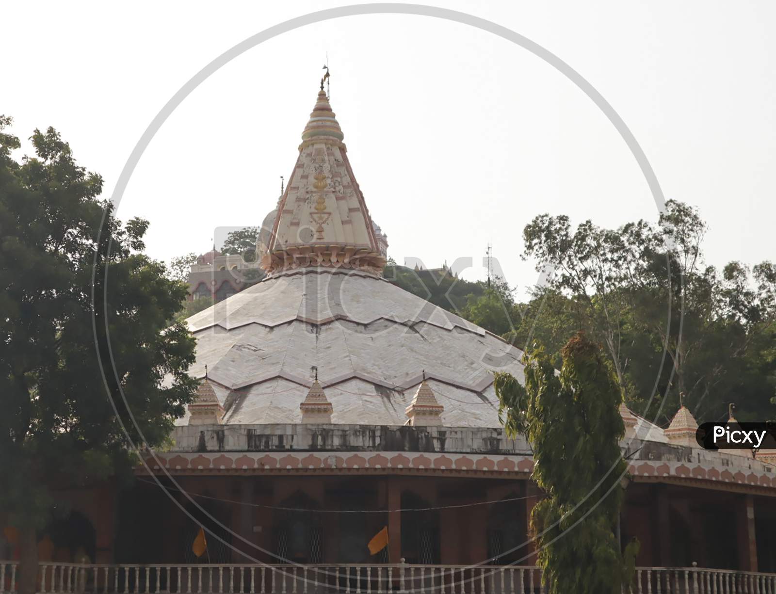 View of Dome shaped Nandeeshwar dweep at Digamber jain temple at Jabalpur