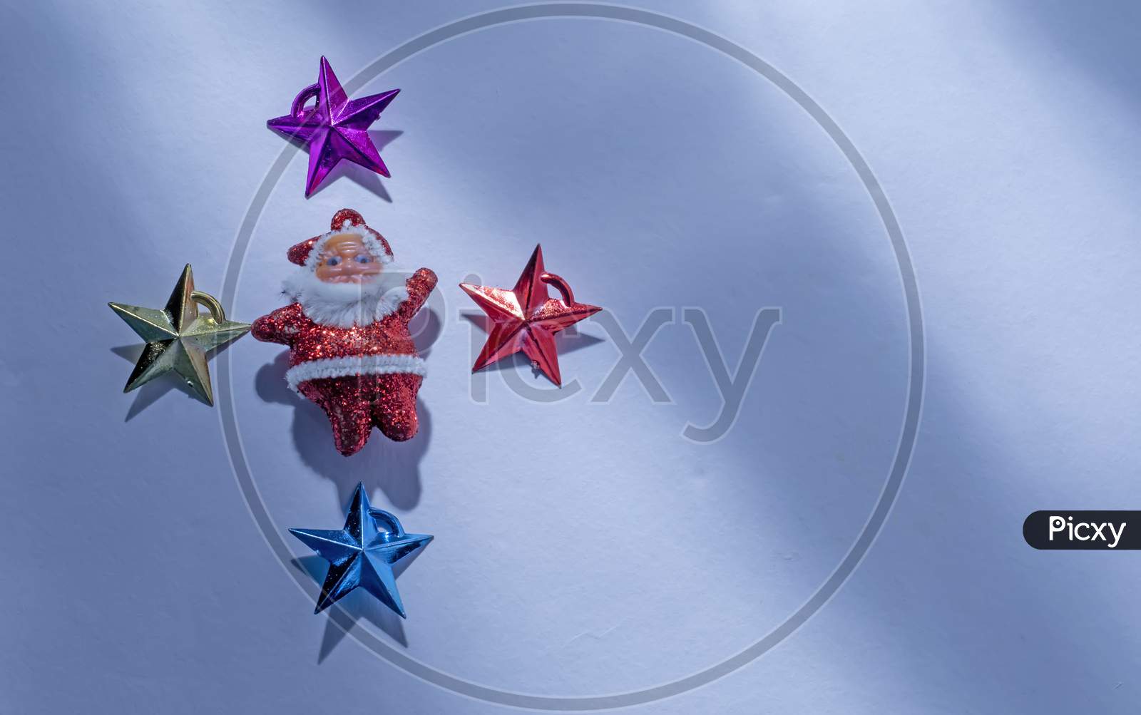 Christmas Decor Isolated On A White Or Snow Background. Free Space For Text. Sunlight Rays