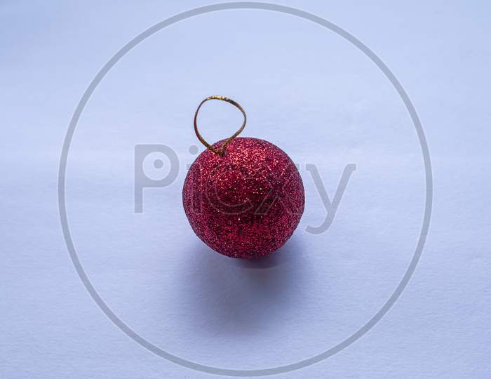 Fancy Red Christmas Ball Isolated On White Background