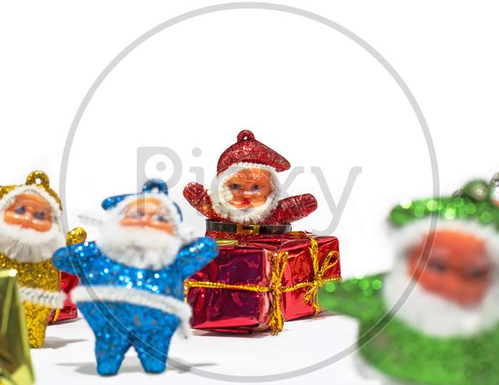 Santa Claus With Gifts On White Background
