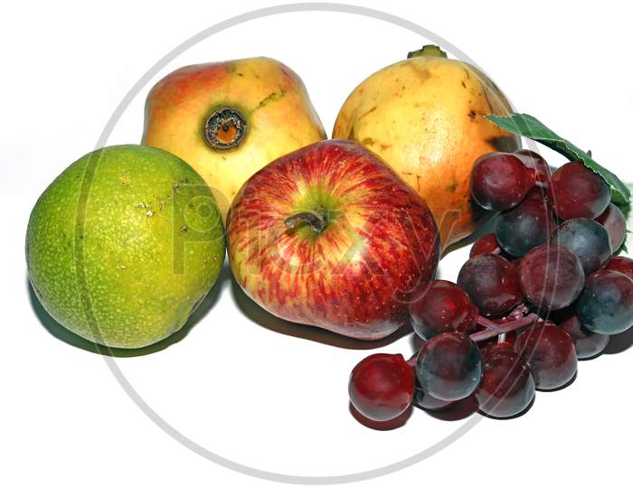 Different Fruits Isolated On White