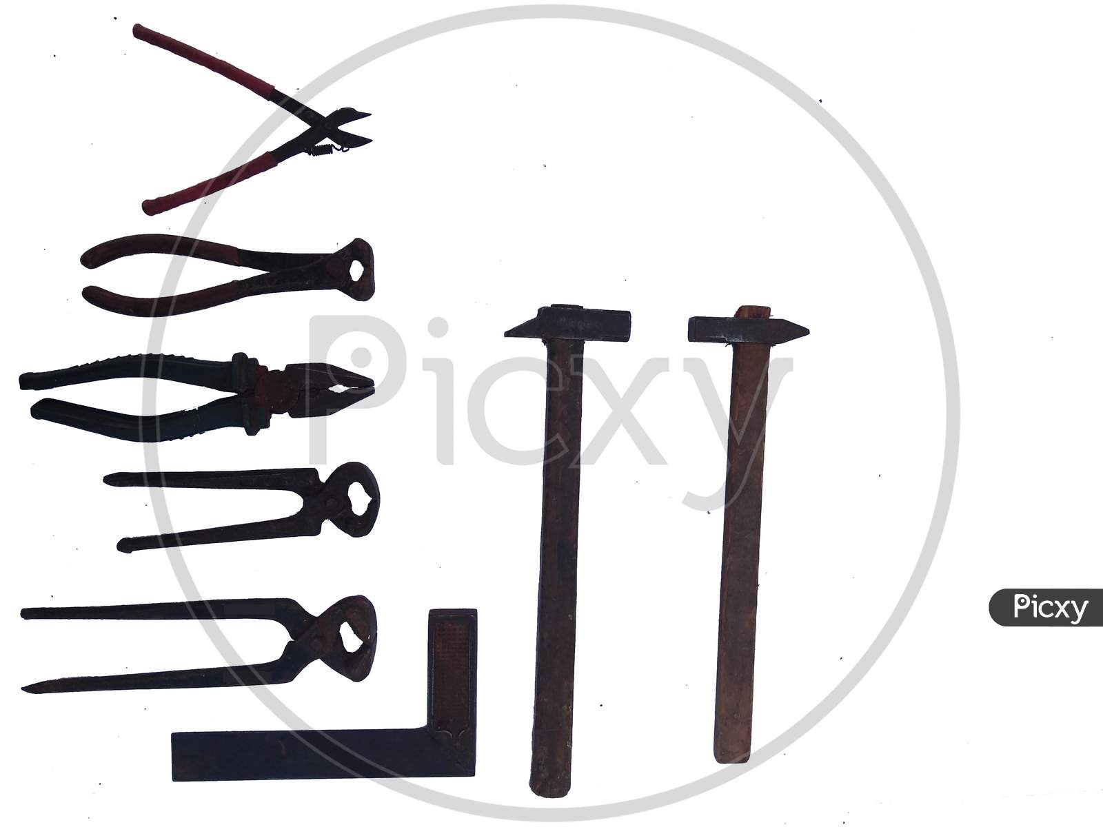 Industrial Tools Set Isolated On White Background.