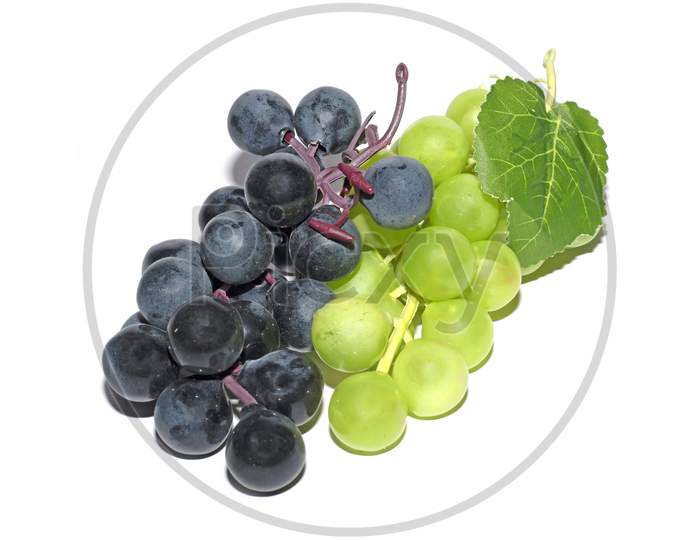 Green Seedless Grape Isolated Grapes On White With Clipping Path