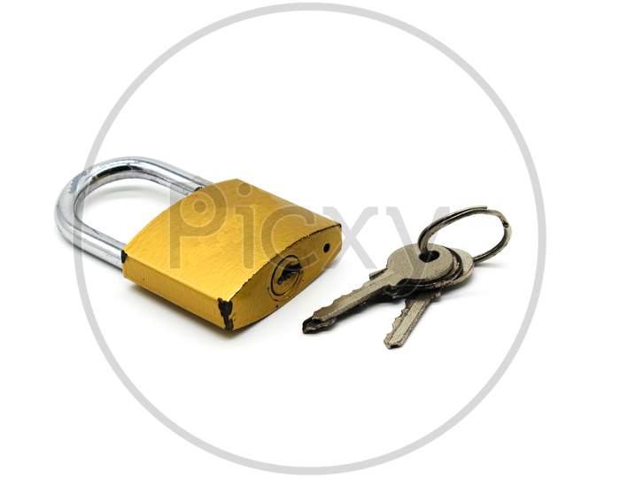 A Picture Of Padlock Isolated On White Background
