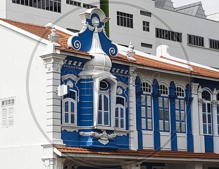 View of colorful Building at little India in Singapore