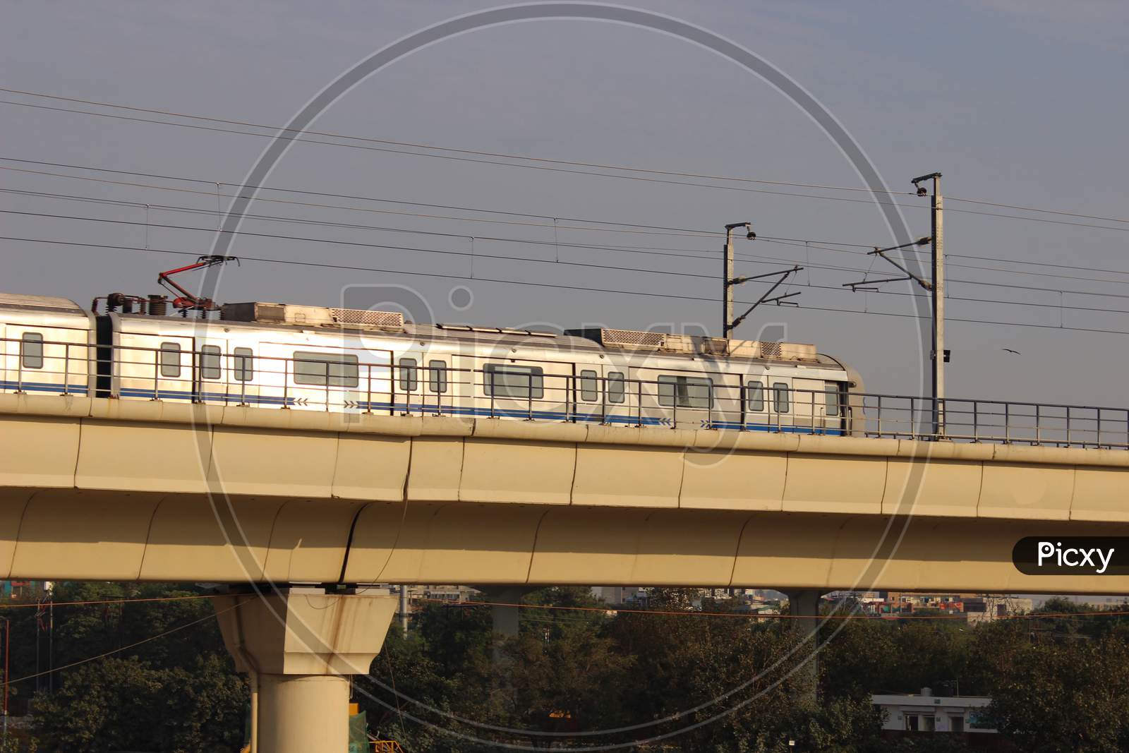 A Picture Of Indian Metro Train With Selective Focus