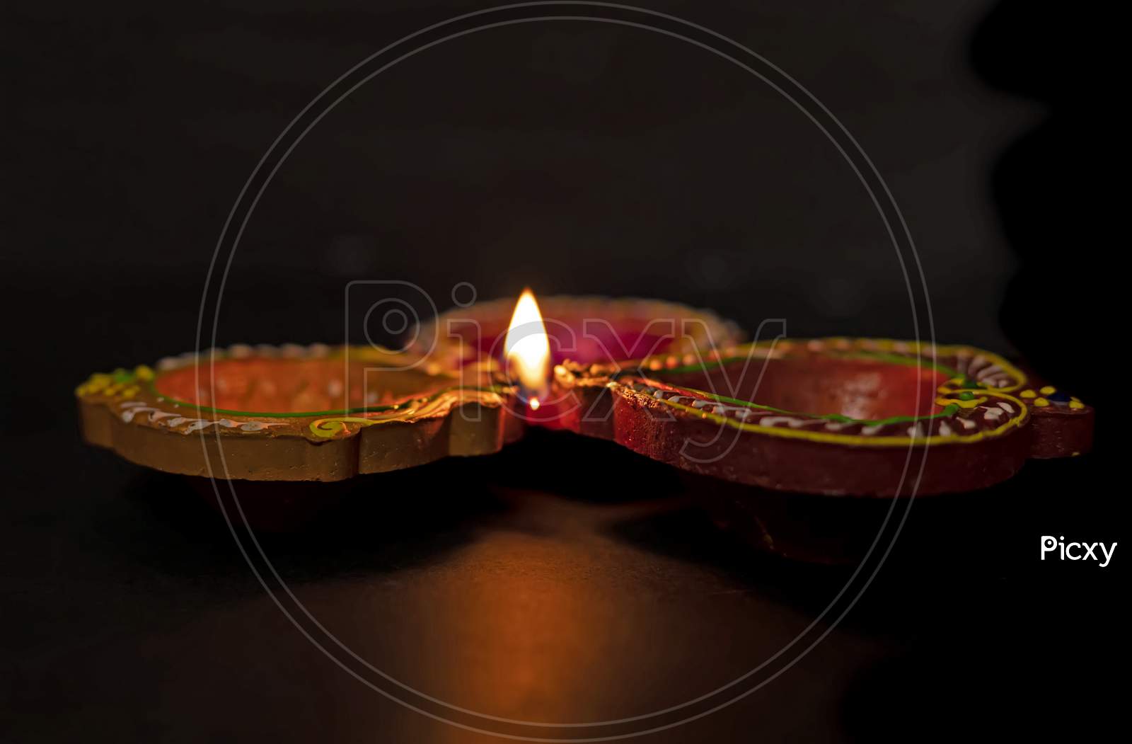 Happy Diwali - Diya Lamps Lit During Diwali Celebration