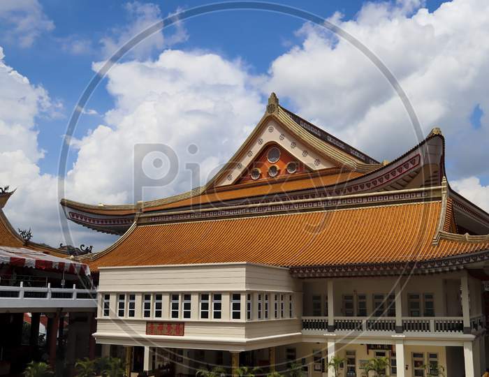 View of Chinese architecture temple at Buddhist Monastery