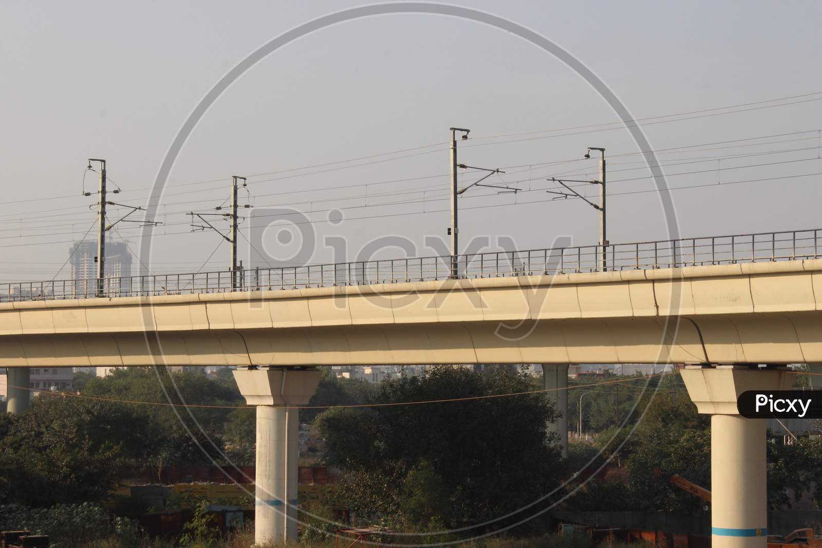 A Picture Of Indian Metro Train Bridge With Selective Focus