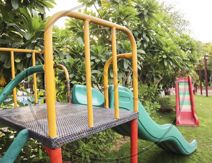 Children playground with slide