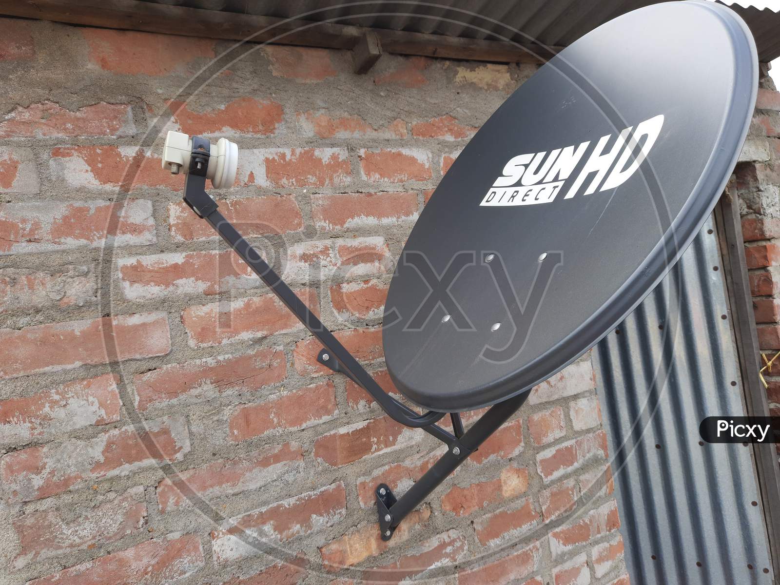 Dish Antenna image in home wall, black antenna image, Background Blur, satellite dishes