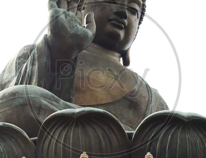 metal statue of Buddha at Hong Kong