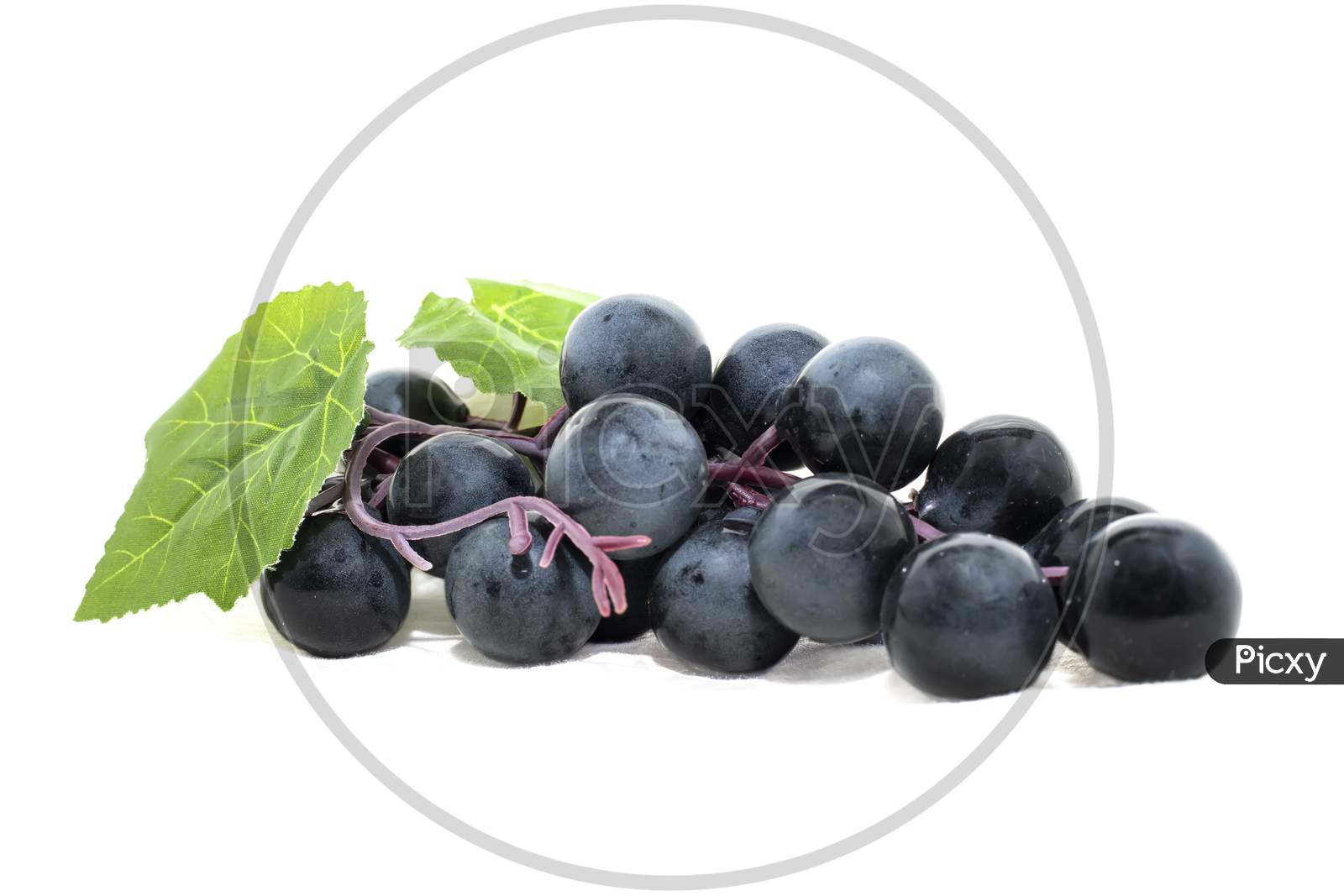 Bunch Of Black Grape Isolated On White Background.