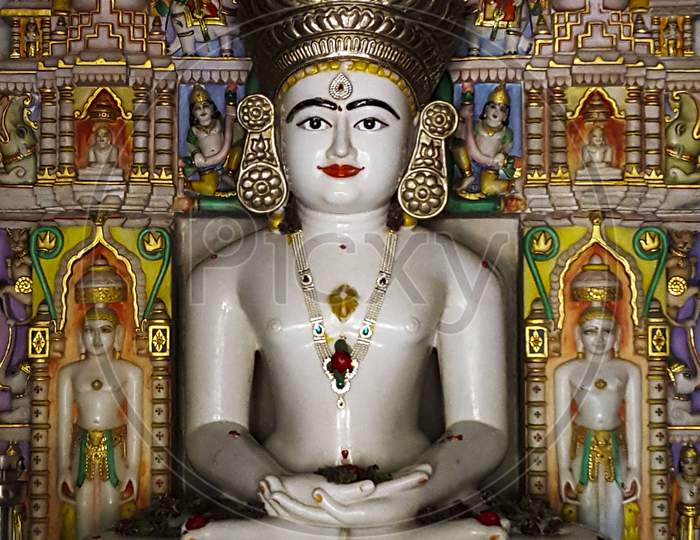 Portrait view of Jain God at Palitana