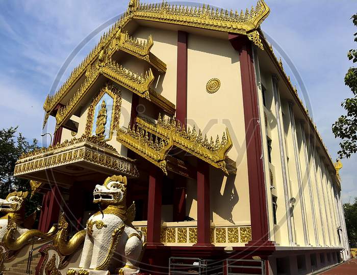 View of Beautiful Maha Sasana ramsi Burmese Buddhist temple