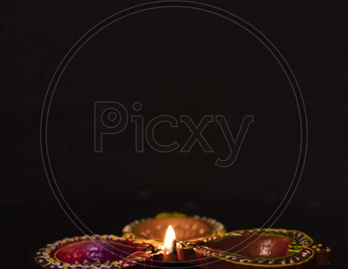 Happy Diwali - Diya Lamps Lit During Diwali Celebration