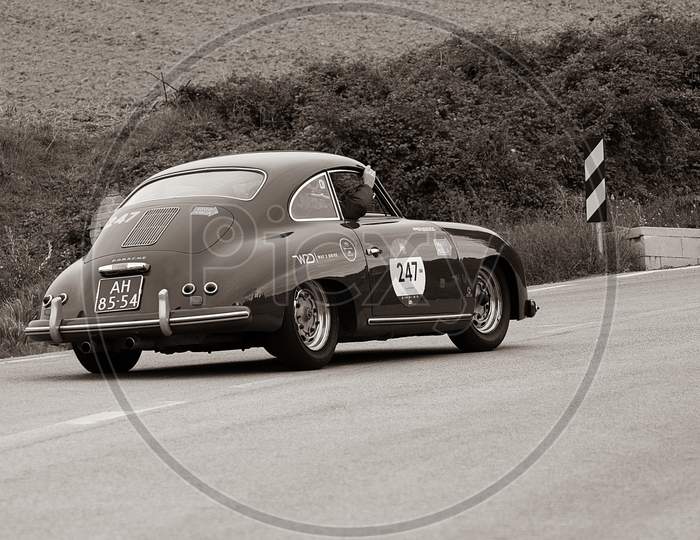 Porsche 356A 1500 Coupé 1953 On An Old Racing Car In Rally Mille Miglia 2020 The Famous Italian Historical Race (1927-1957)