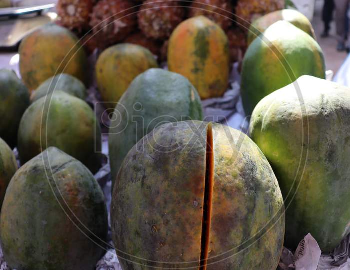 Tasty And Healthy Colorful Papaya Stock