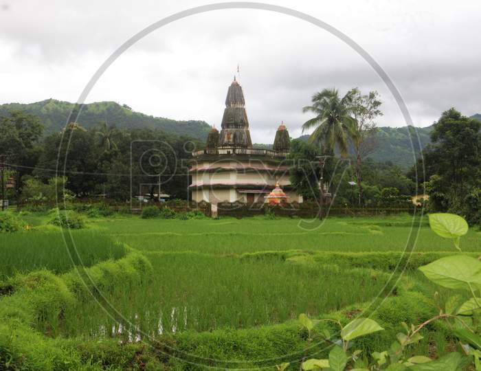 Temple with grassland
