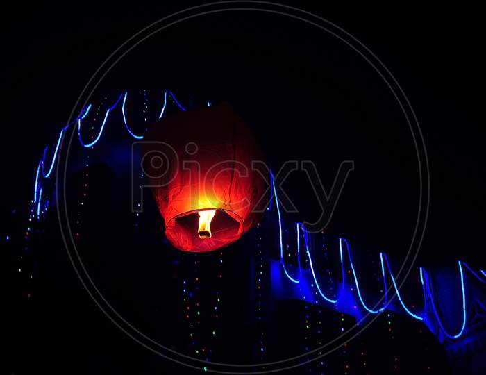 The festive lighting in Diwali night.