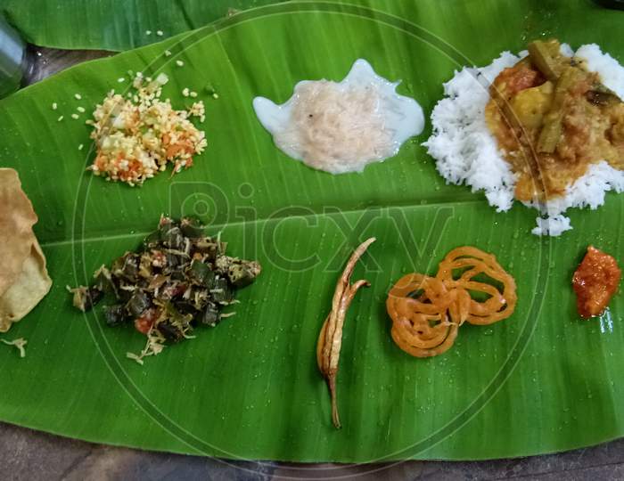 Banana leaf meal, south Indian meal