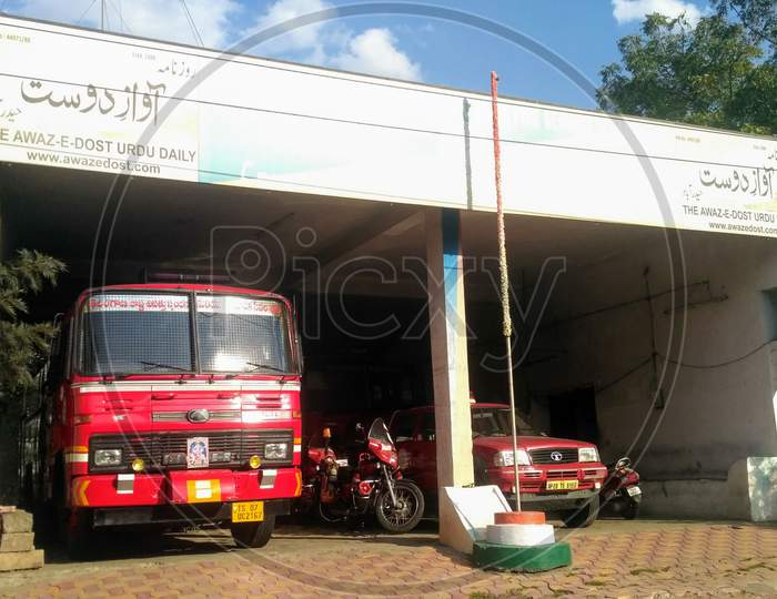 Fire Engine Lorry at Fire station at Hyderabad