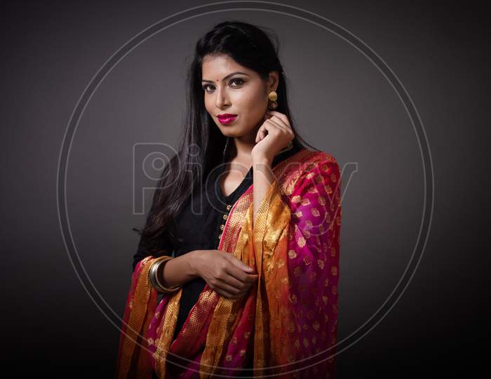 Lifestyle of young Indian lady wearing Punjabi Dress