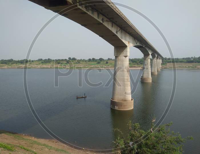 Narmada river and bridge
