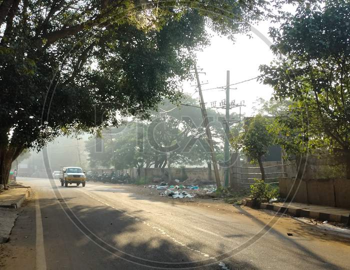 A winter morning photograph of a street