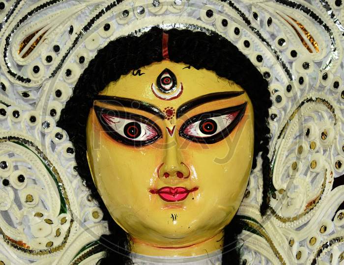 Face of goddess Durga idol