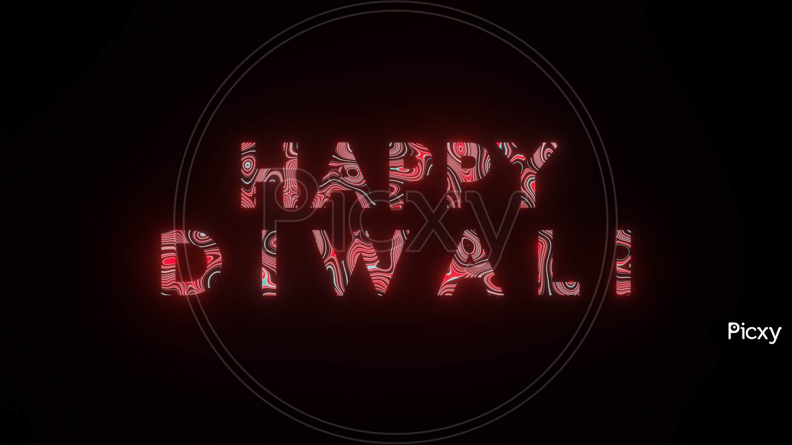 3D illustration graphic of textured HAPPY DIWALI text isolated on black background.