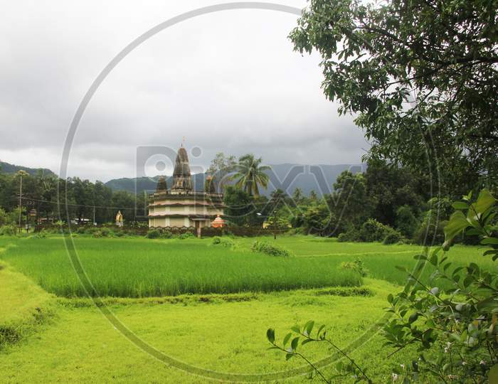 Temple with grassland