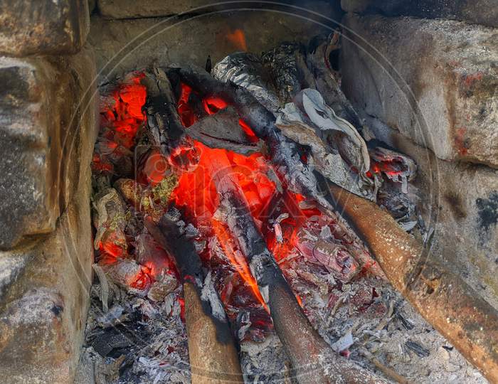 Indian Rural Stoves For Village Cooking. The Taste Of Food Is Enhanced When It Is Cooked On Chulha