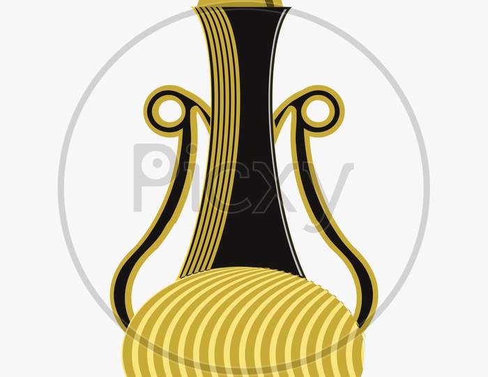 Antique Metallic Jar Vector Design In Golden Color, isolated on white background.