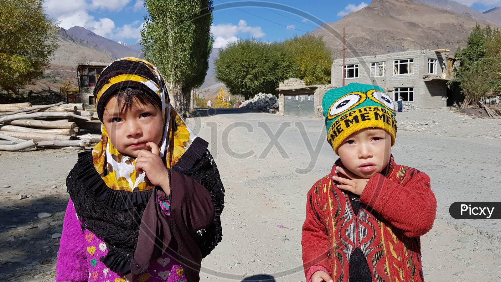Two Kids Watching Towards Camera In Kargil Looking Very Innocent