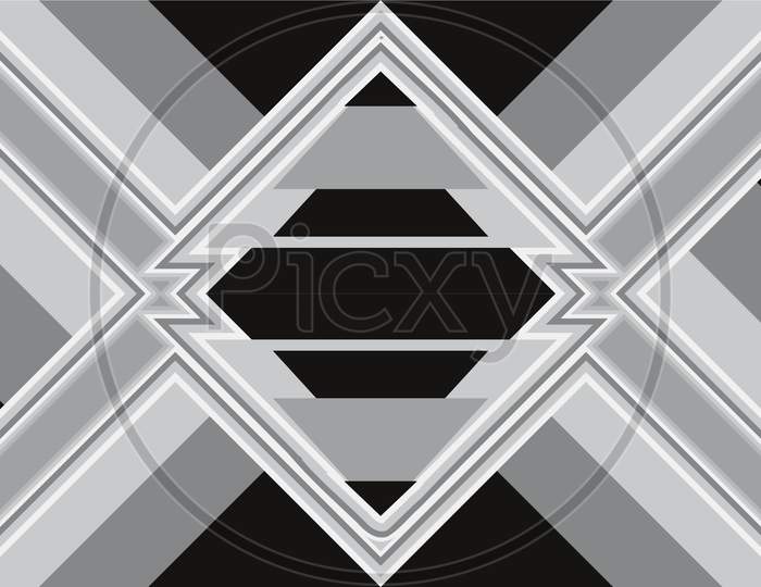 Triangle Shape, Abstract Vector Graphic Design In Black And White Color.