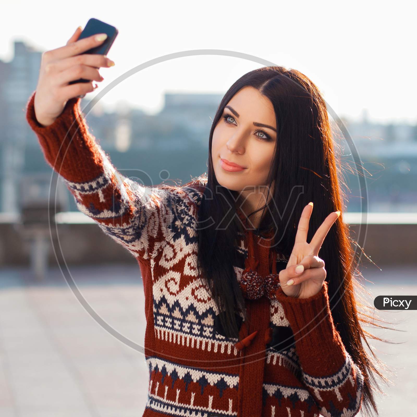 Girl Doing Selfie On Phone
