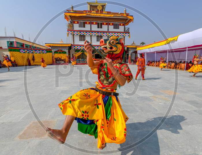 Bhutanese Buddhist Monks performing Black Hat Dance