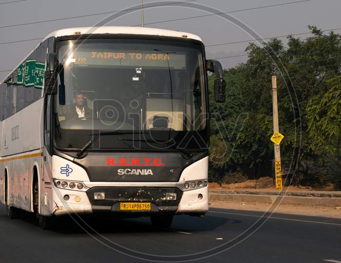 Rajasthan roadways bus on national highway NH 21
