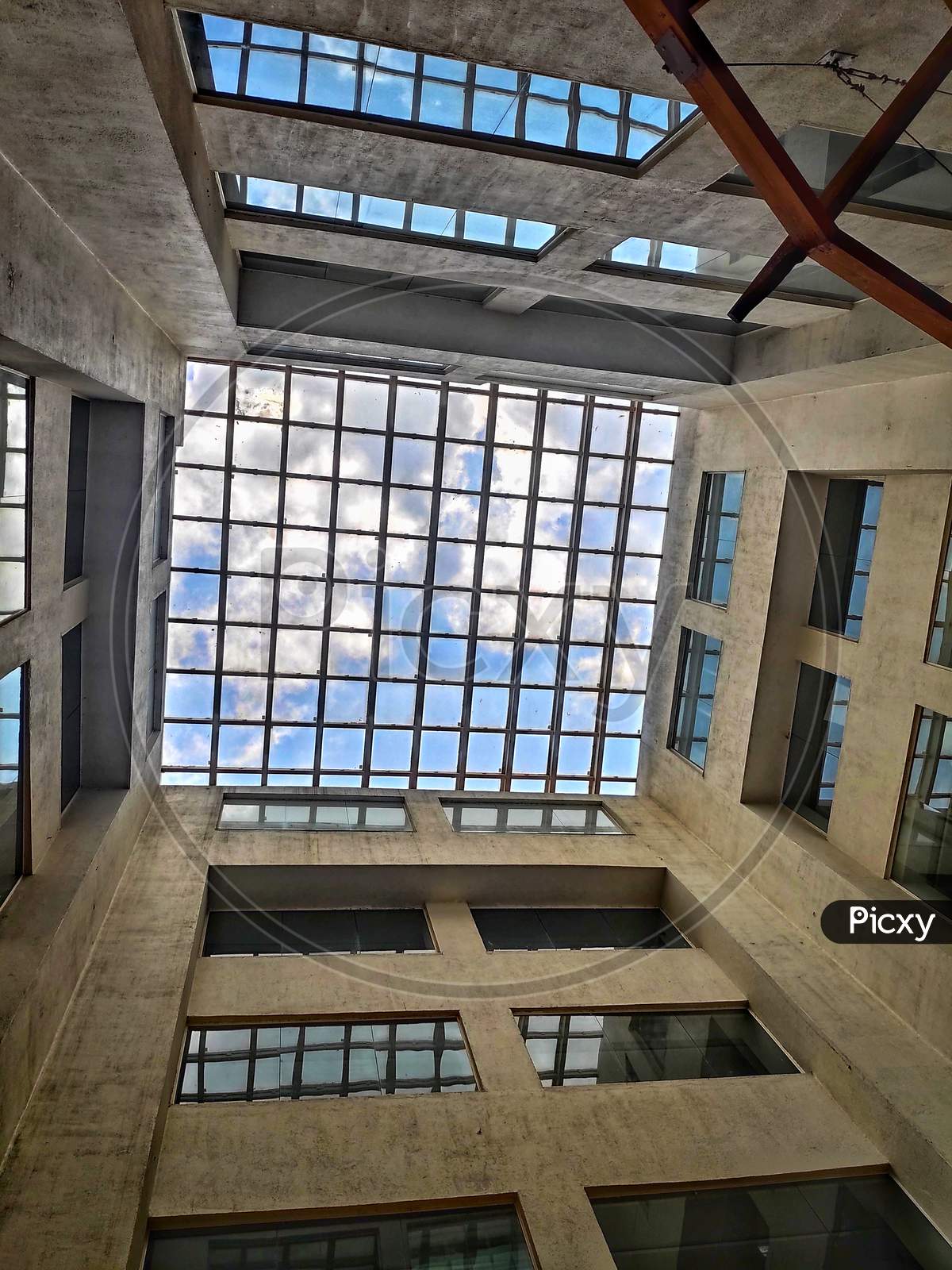 Clouds Through Glass Panels