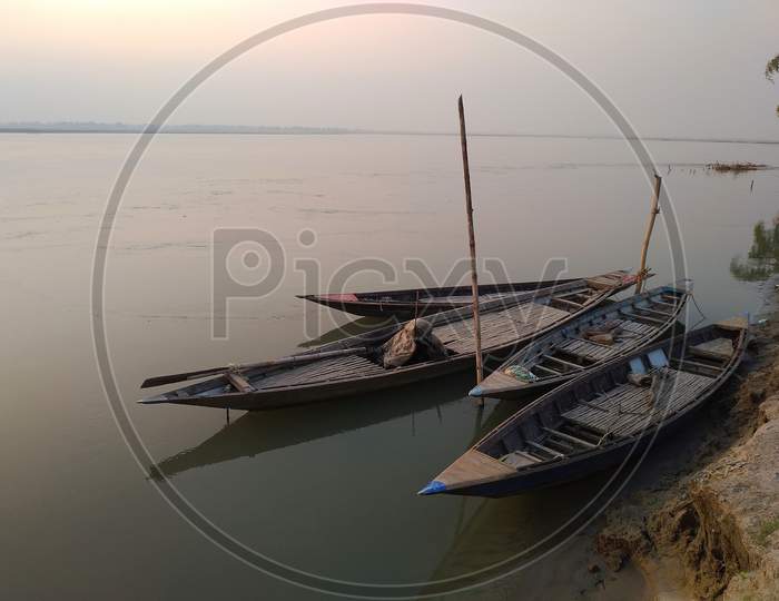 Boats on the beki river,