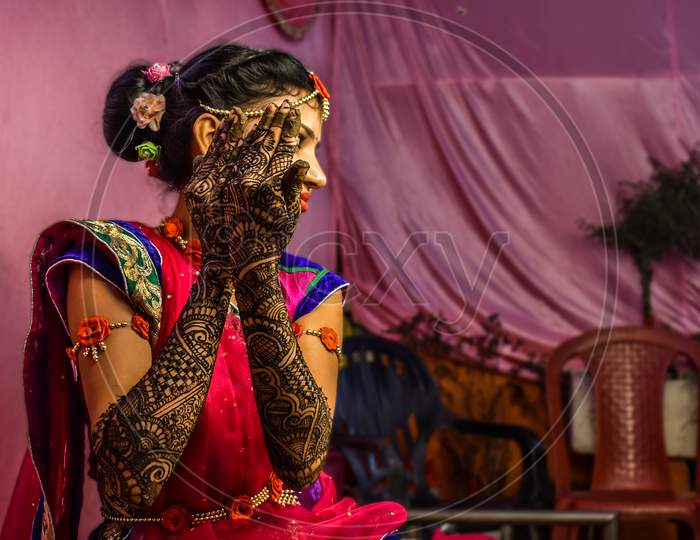 Indian bride mehandi design, wedding