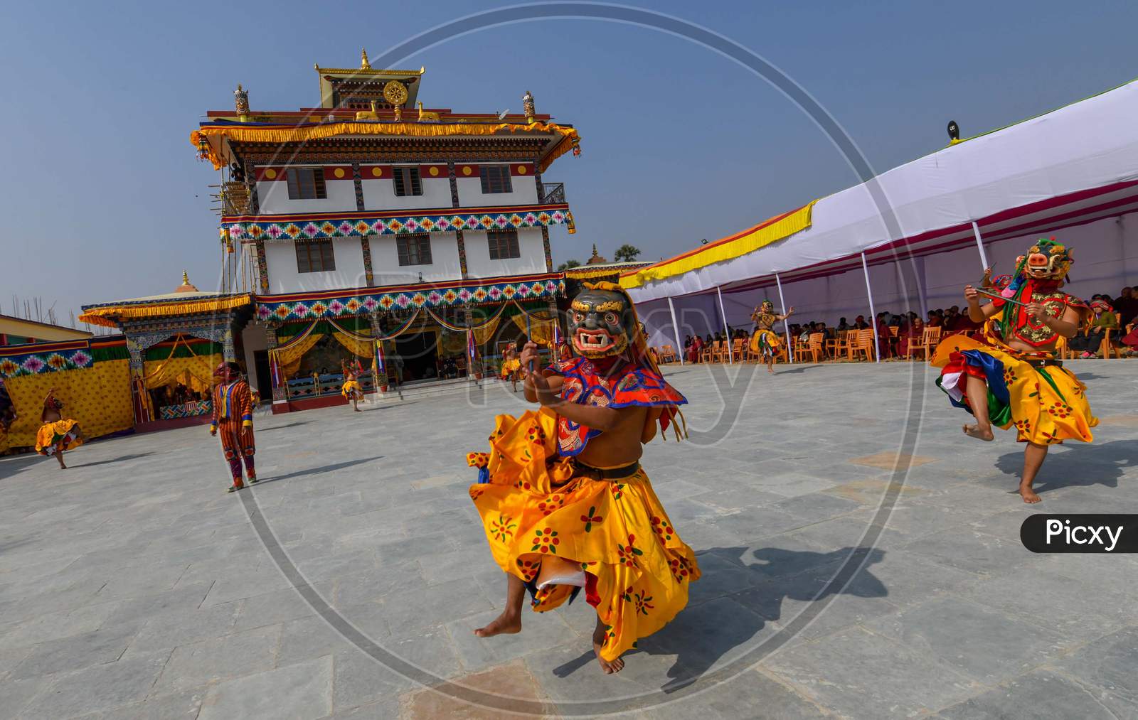 Bhutanese Buddhist Monks performing Black Hat Dance