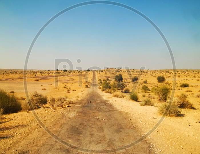 a road through the Thar desert