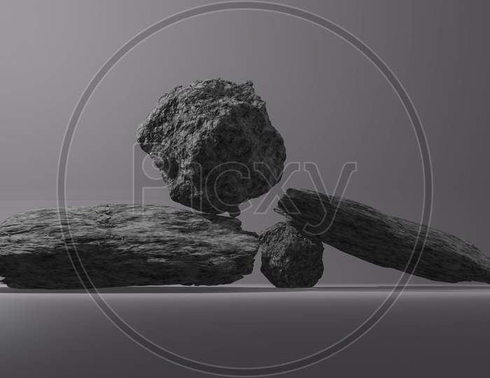 Random shape rock stones. 3d rendering.