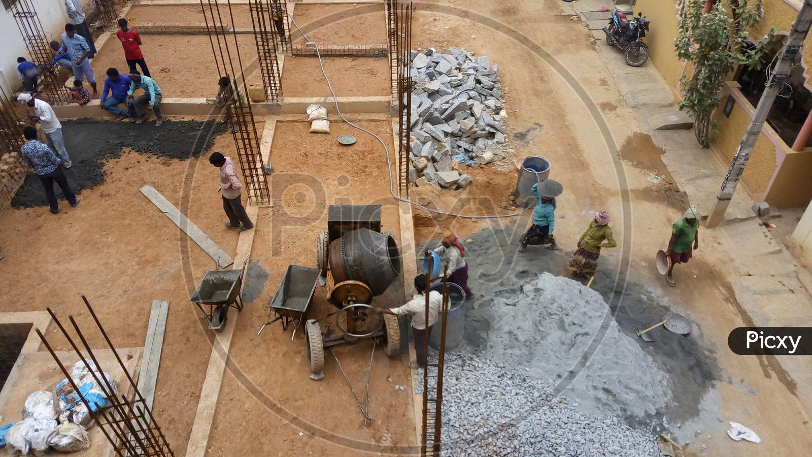 people working at construction site