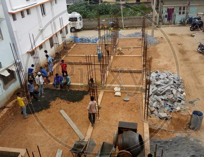 people working at construction site