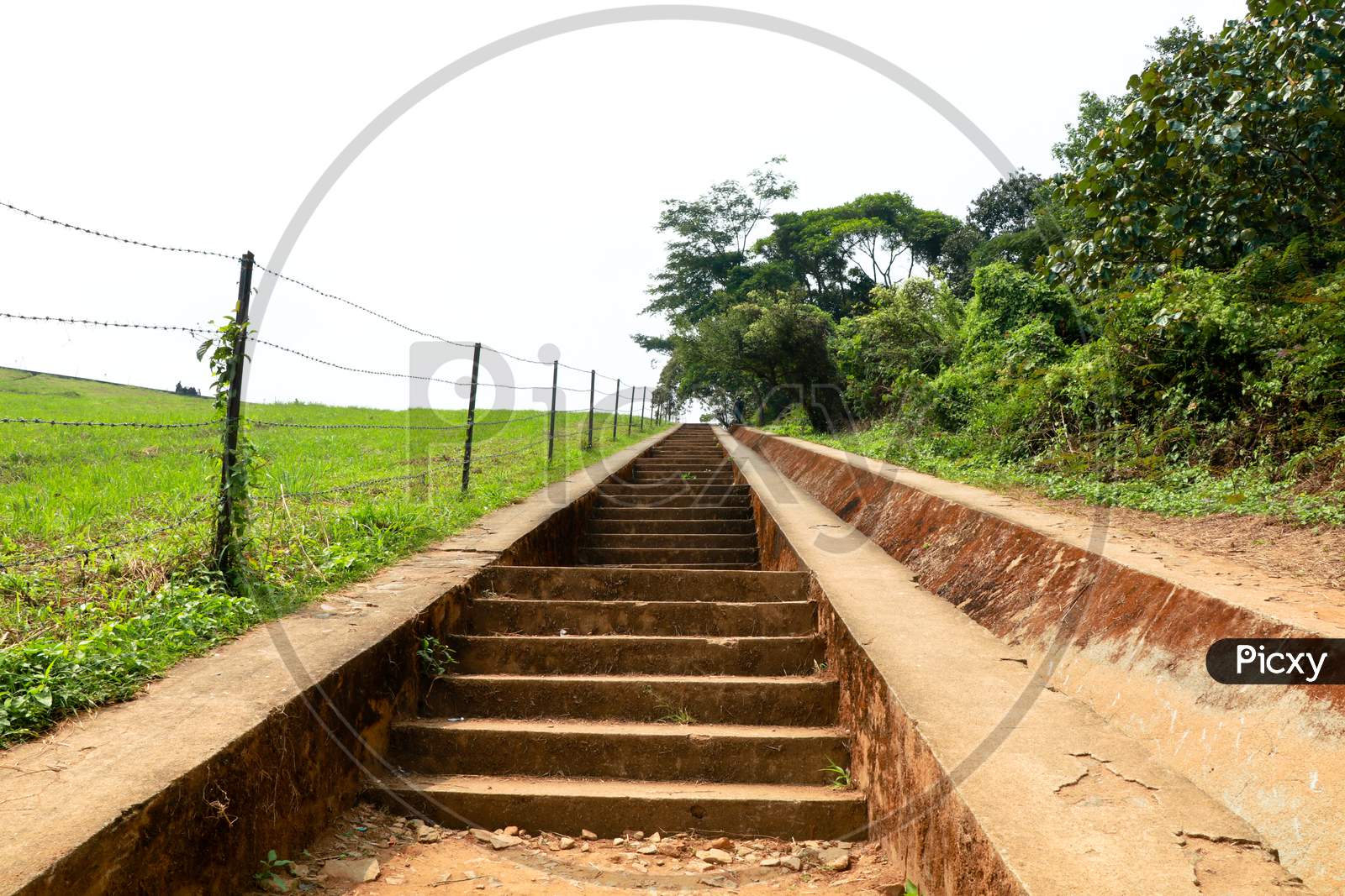 Long Steps Leading To The Top Of Banasura Sagar Dam In Western Ghats, Wayanad, Kerala