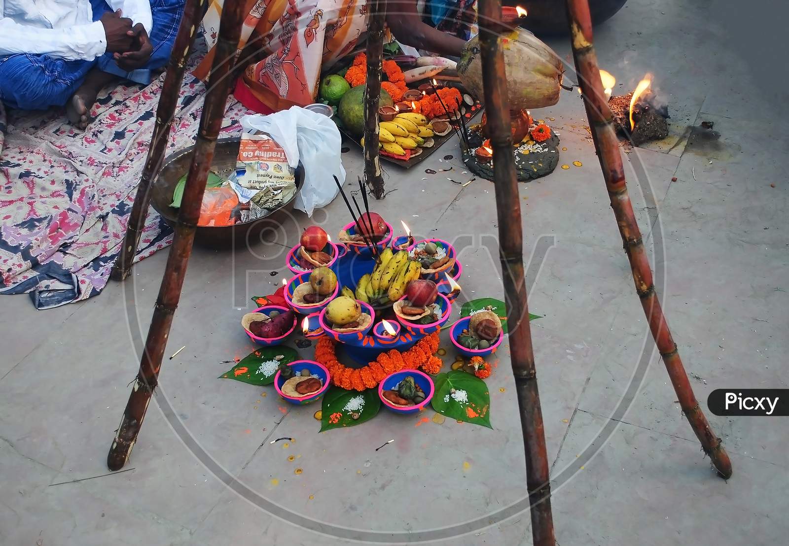 The decoration in Chat festival by the devotees.