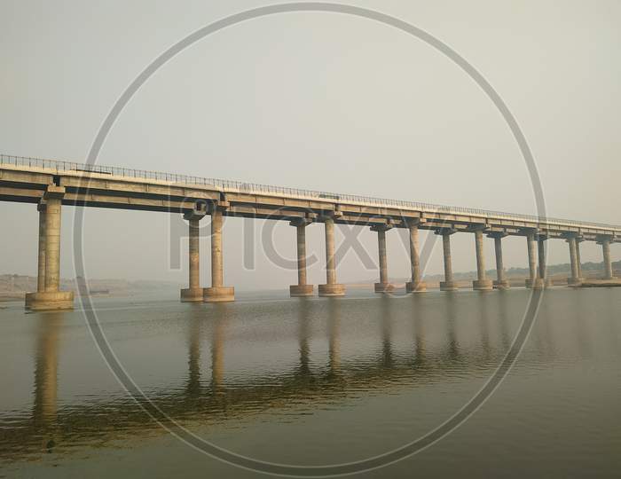 Chambal River And Highway Bridge Over It
